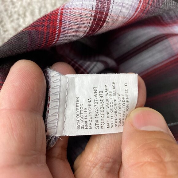 Ely Cattleman Western Shirt Men Medium M Red White Plaid Button Up Cowboy Ranch - Picture 7 of 10